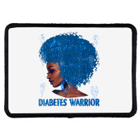 Black Woman Afro African Type 1 Diabetes Warrior Ribbon Blue T Shirt Rectangle Patch | Artistshot