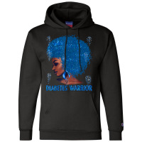 Black Woman Afro African Type 1 Diabetes Warrior Ribbon Blue T Shirt Champion Hoodie | Artistshot