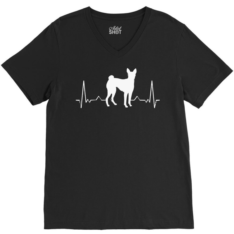 Basenji T  Shirt Basenji Heartbeat T  Shirt (1) V-Neck Tee by pumpkinslanguid | Artistshot