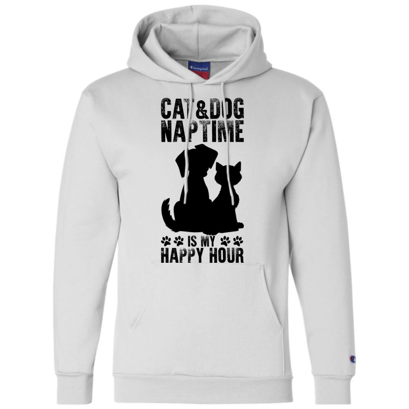 Cat And Dog Naptime Is My Happy Hour         (6) Champion Hoodie by GREGUFFMAN | Artistshot