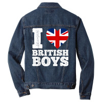 I Love British Boys Funny Red Heart Britain Flag T Shirt Men Denim Jacket | Artistshot