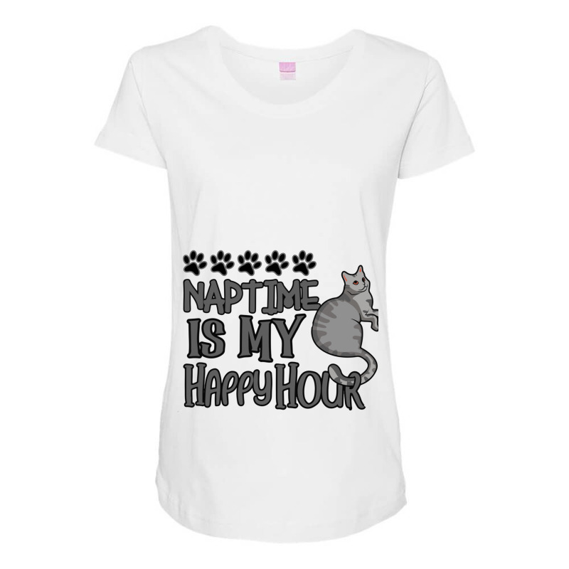 Cat Naptime Is My Happy Hour Maternity Scoop Neck T-shirt by GREGUFFMAN | Artistshot