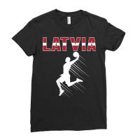 Proud Latvia Basketball Fans Jersey Latvian Flag Baller Team T Shirt Ladies Fitted T-shirt | Artistshot