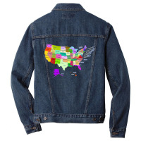 Usa Map With States And Capital Cities Men Denim Jacket | Artistshot