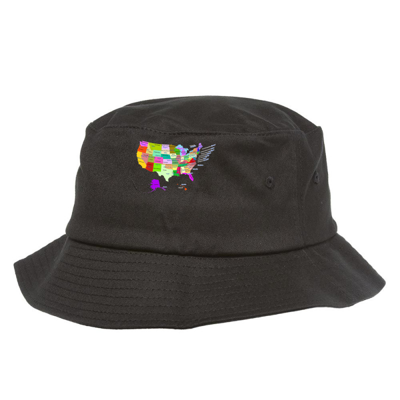 Usa Map With States And Capital Cities Bucket Hat by DarionMurray | Artistshot