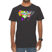 Usa Map With States And Capital Cities Vintage T-shirt | Artistshot