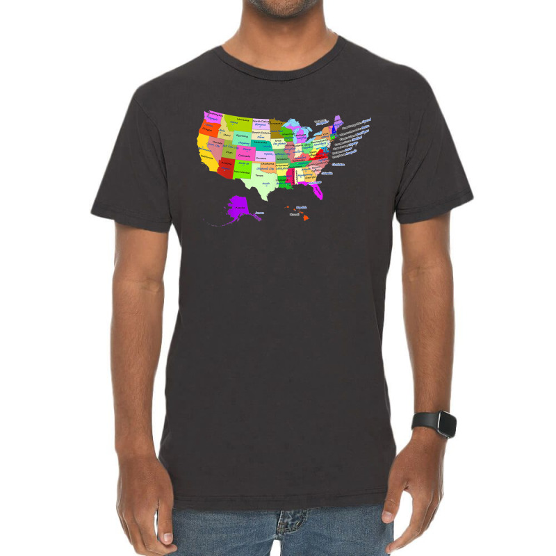 Usa Map With States And Capital Cities Vintage T-Shirt by DarionMurray | Artistshot