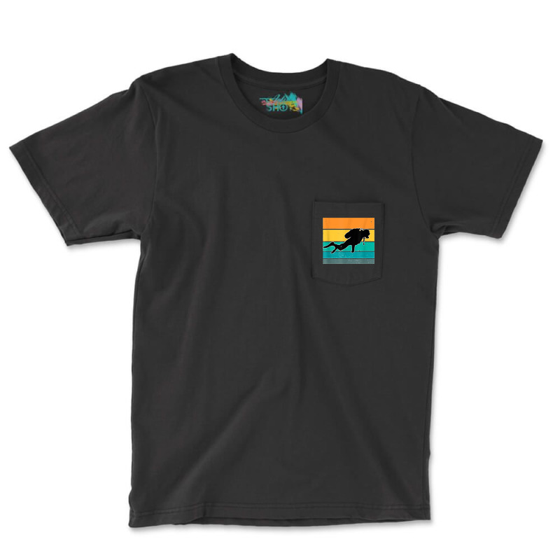 Coral Apnea Diver Hobby Retro Diving Sport Pocket T-Shirt by MandyMOerke | Artistshot