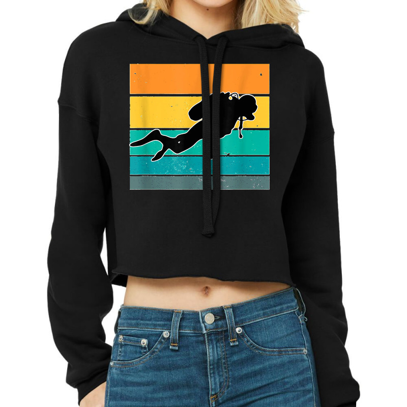 Coral Apnea Diver Hobby Retro Diving Sport Cropped Hoodie by MandyMOerke | Artistshot