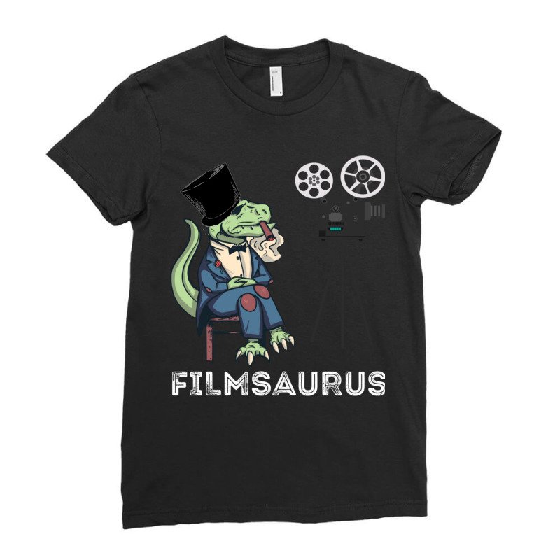 Film Dinosaur Film Director Dino Funny Film Maker T Rex Ladies Fitted T-Shirt by SamaraMcCullou | Artistshot