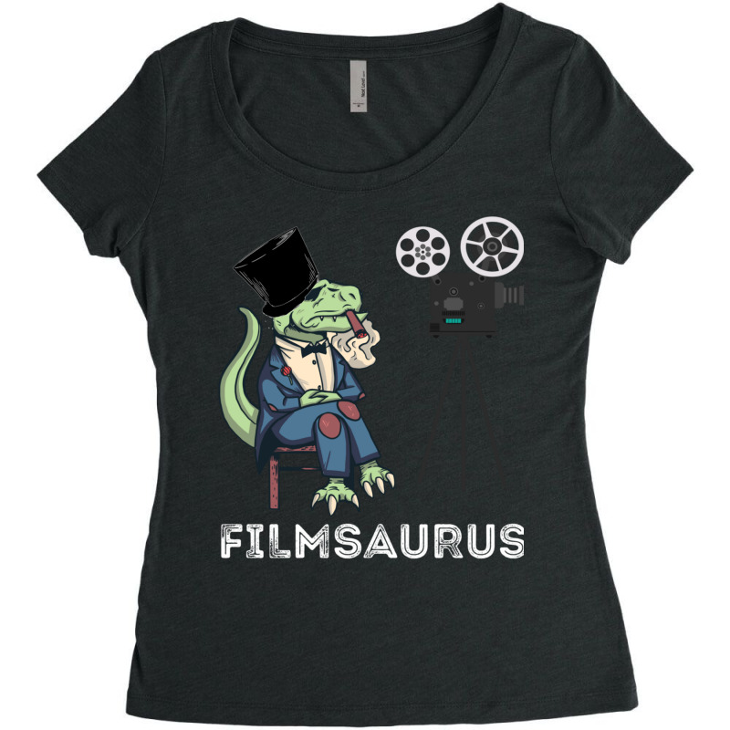 Film Dinosaur Film Director Dino Funny Film Maker T Rex Women's Triblend Scoop T-shirt by SamaraMcCullou | Artistshot