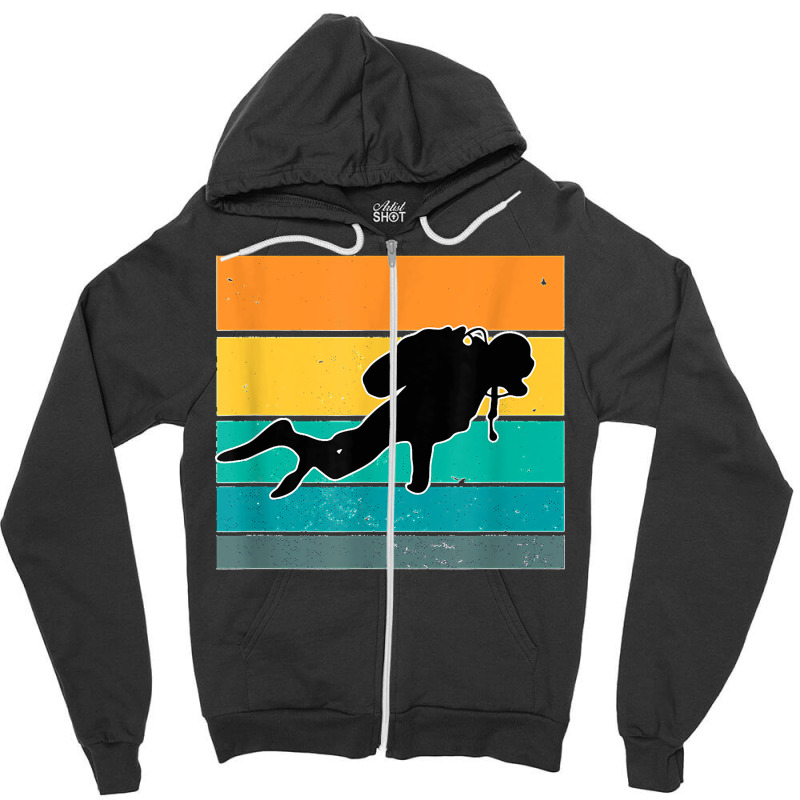 Coral Apnea Diver Hobby Retro Diving Sport Zipper Hoodie by StaceyLeeAnnHernandez | Artistshot