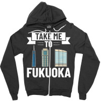 Fukuoka Japan City Skyline Map Travel Zipper Hoodie | Artistshot