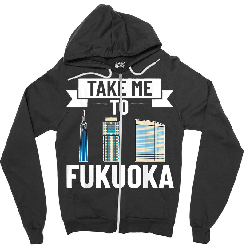 Fukuoka Japan City Skyline Map Travel Zipper Hoodie | Artistshot