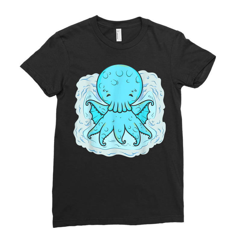 Snow Squid Tentacles Little Octopus T Shirt Ladies Fitted T-Shirt by klaasmis | Artistshot