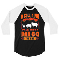 Funny Bbq Grilling Gift Walk Into A Bar Barbecue 3/4 Sleeve Shirt | Artistshot