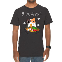 Ramen Cat (tortoiseshell, White Text) Vintage T-shirt | Artistshot