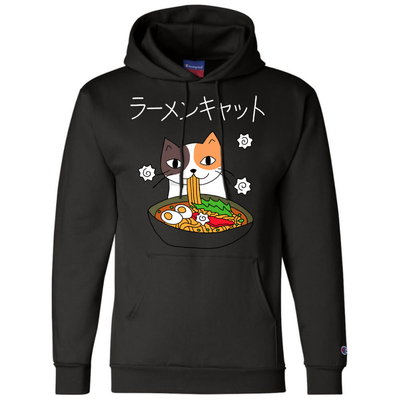 Ramen Cat (tortoiseshell, White Text) Champion Hoodie by JohnDavidMay | Artistshot