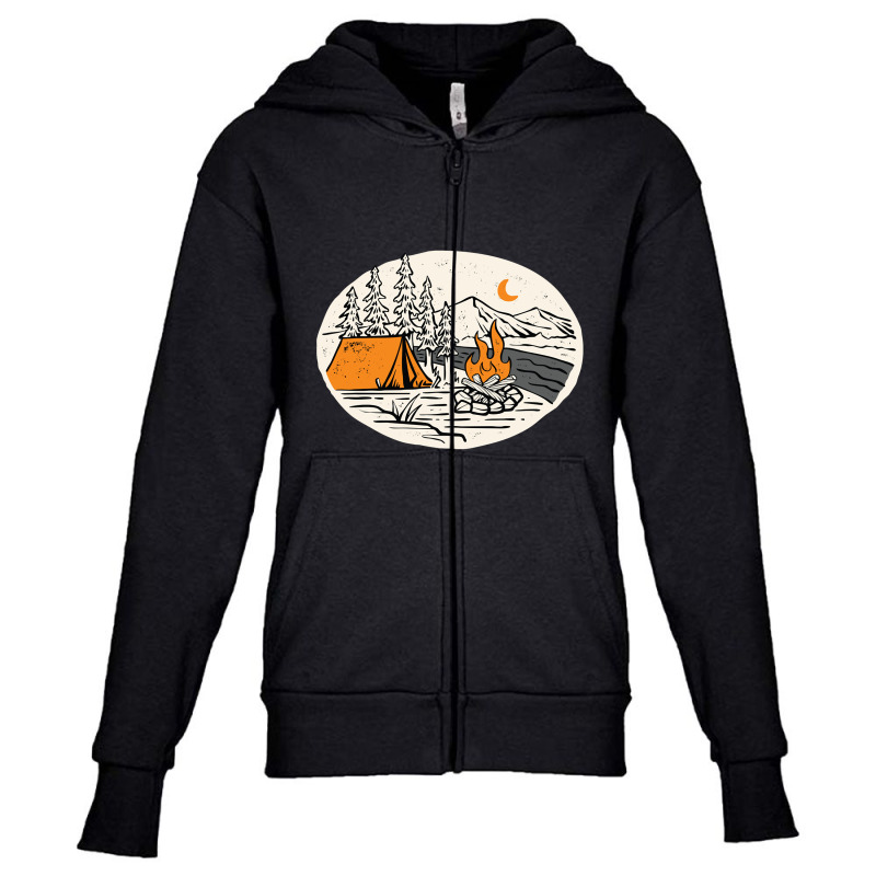 Camp By The River Youth Zipper Hoodie by Mathew Rodden | Artistshot