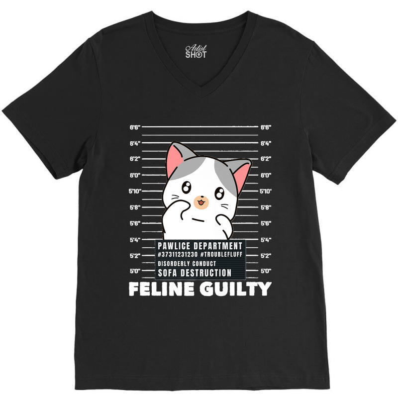 Funny Cat Feline Guilty Guilty Cat Pawlice Dept Mugshot Premium V-neck Tee | Artistshot