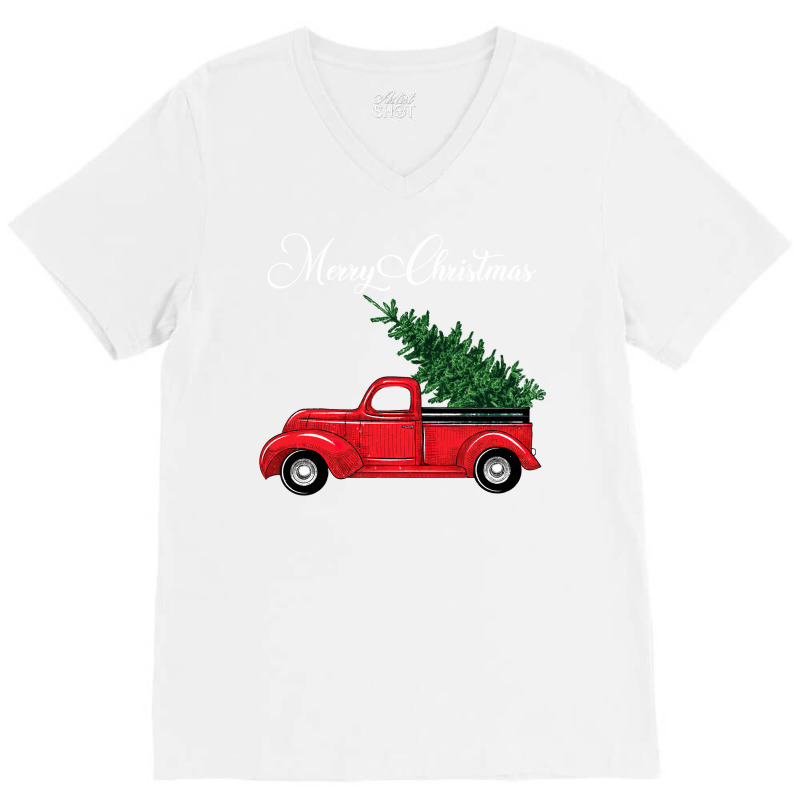 Vintage Wagon Merry Christmas   Tree On Car Xmas Vacation Sweatshirt V-Neck Tee by tamkyfashions | Artistshot