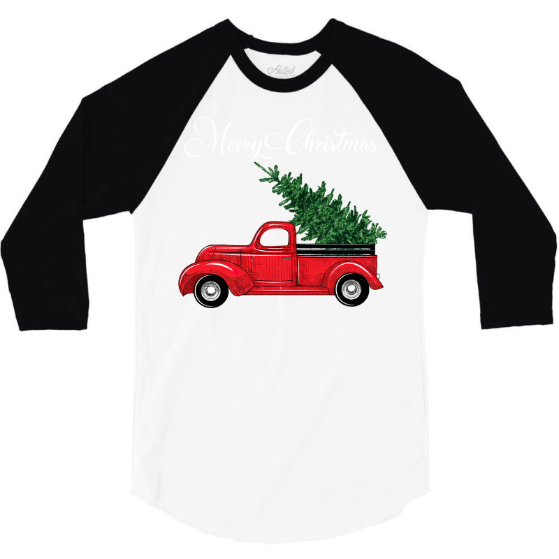 Vintage Wagon Merry Christmas   Tree On Car Xmas Vacation Sweatshirt 3/4 Sleeve Shirt by tamkyfashions | Artistshot