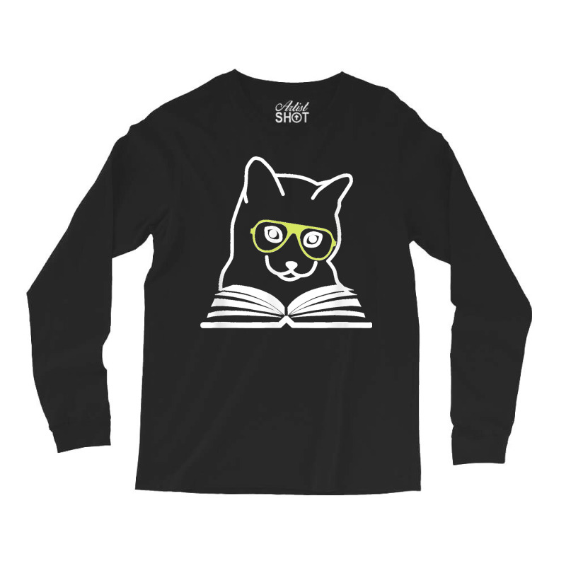 Funny Cat & Book Lovers Gifts Womens Mens Cat Moms Cat Dads Long Sleeve Shirts | Artistshot