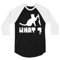 Funny Cat With A Knief What Cool Typography Design Funny 3/4 Sleeve Shirt | Artistshot