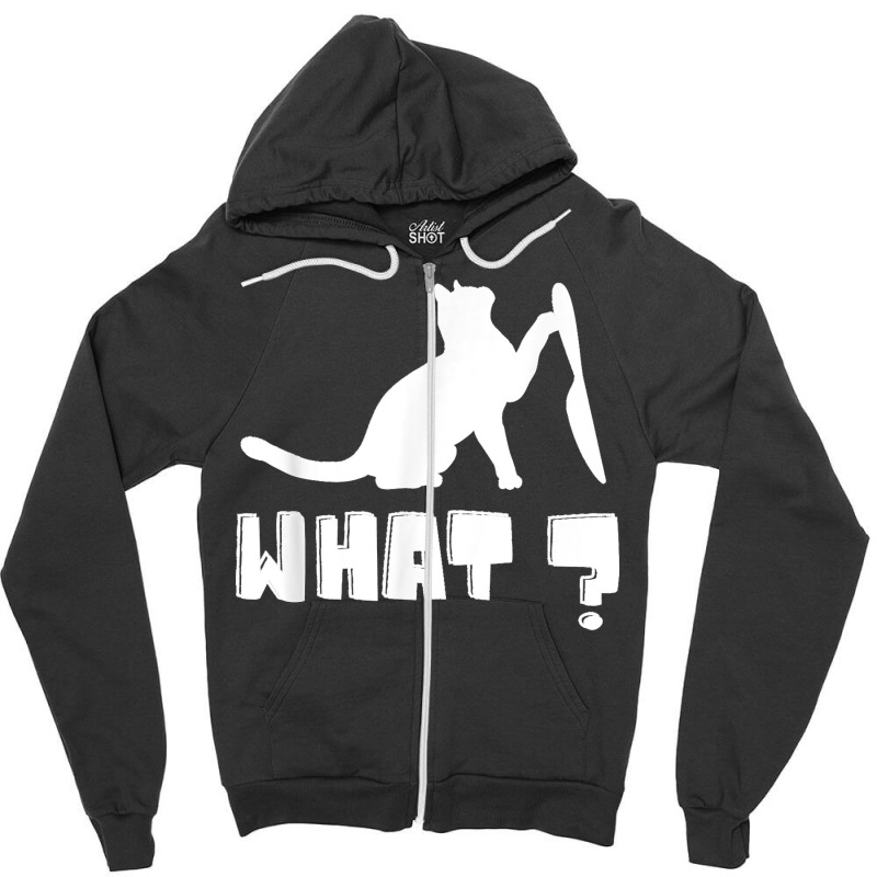 Funny Cat With A Knief What Cool Typography Design Funny Zipper Hoodie | Artistshot