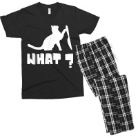 Funny Cat With A Knief What Cool Typography Design Funny Men's T-shirt Pajama Set | Artistshot