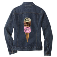 Meow Scream Ice Cream Cone Kitten Pun Graphic Ladies Denim Jacket | Artistshot