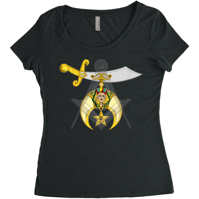 Mason Square And Compass Masonic Shriner Overlay Lodge Women's Triblend Scoop T-shirt by IsabelConstance | Artistshot