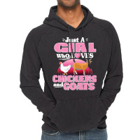 Funny Just A Girl Who Loves Chickens Goats Farm Womens Cute Premium Vintage Hoodie | Artistshot