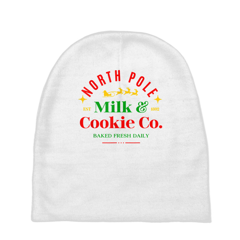 North Pole Milk & Cookie Co. Baked Fresh Daily T Shirt Baby Beanies | Artistshot