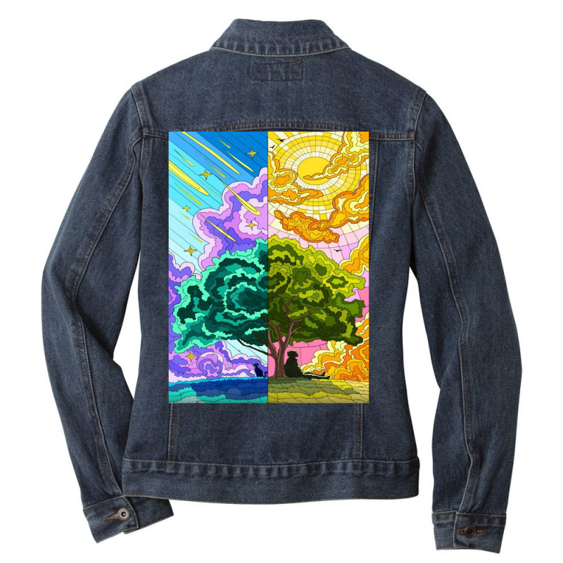 Exploring Artwork Nature, Outdoor  Nigh , Morning  Nature Lovers Ladies Denim Jacket by Mathew Rodden | Artistshot