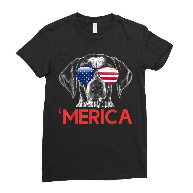 Merica German Shorthaired Pointer American Flag Ladies Fitted T-Shirt by GayeLaver | Artistshot