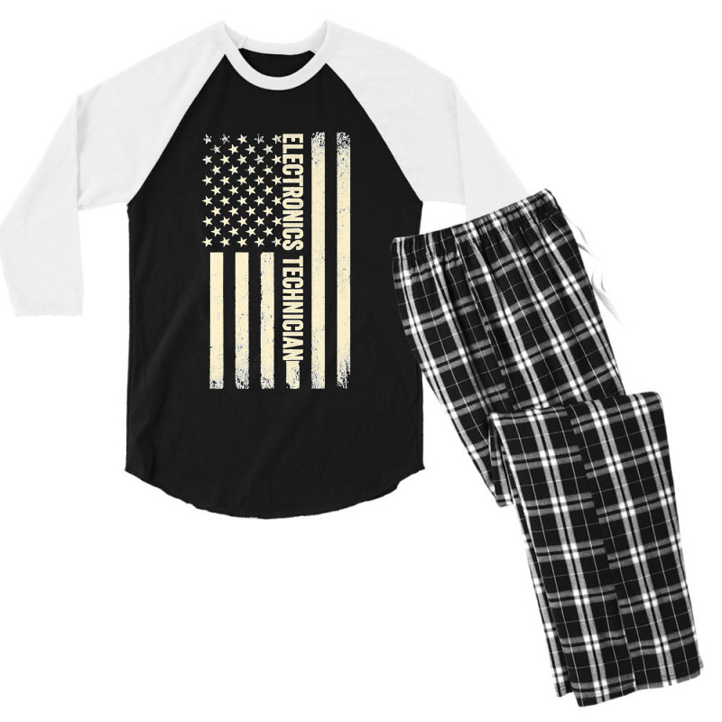 Usa Flag Technician Proud American Electronics Technician Premium Men's 3/4 Sleeve Pajama Set by TROYHADLEYTRAVIS | Artistshot