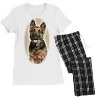 Close-up Of German Shepherd D Of White Backgr Women's Pajamas Set | Artistshot