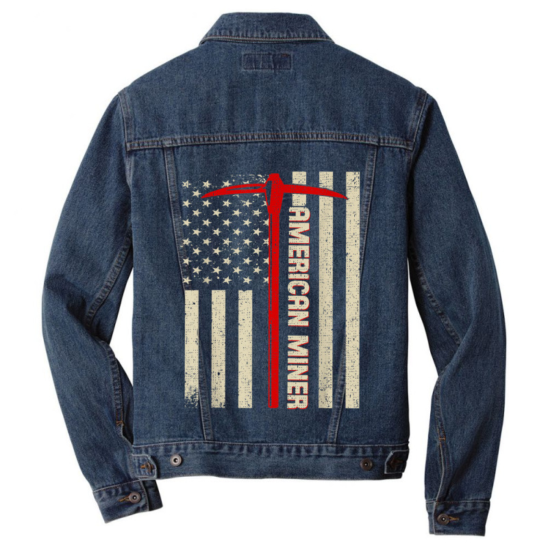 American Miner Usa Flag For A Coal Miner Men Denim Jacket by LynnetteMichele | Artistshot