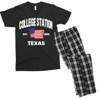 College Station Texas Tx Usa Stars & Stripes Vintage Style Premium Men's T-shirt Pajama Set | Artistshot