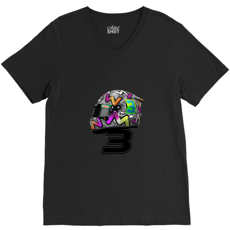 Daniel Ricciardo - 2020 Helmet Number 3 V-Neck Tee by LindaWilliams | Artistshot