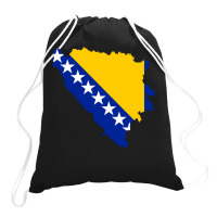 Flag Map Of Bosnia And Herzegovina Drawstring Bags | Artistshot