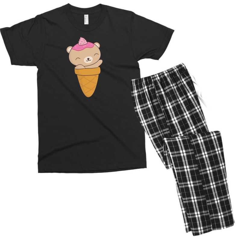 Brown Bear Ice Cream Cone Men's T-shirt Pajama Set | Artistshot