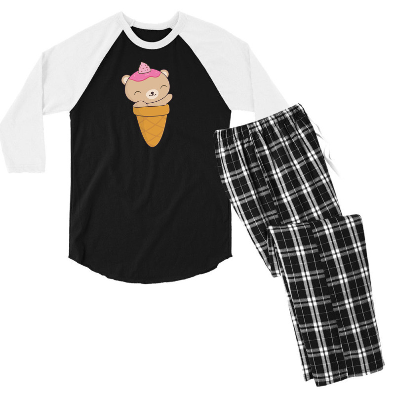 Brown Bear Ice Cream Cone Men's 3/4 Sleeve Pajama Set | Artistshot