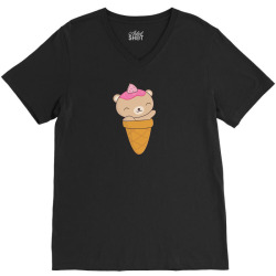brown bear ice cream cone V-Neck Tee | Artistshot