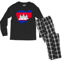 Flag Map Of Cambodia Men's Long Sleeve Pajama Set | Artistshot