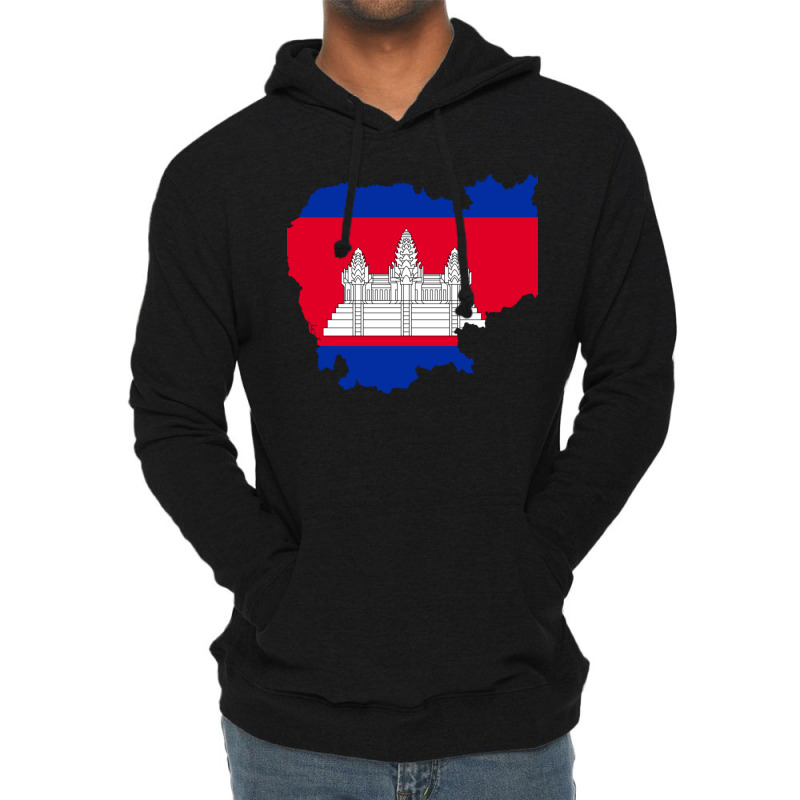 Flag Map Of Cambodia Lightweight Hoodie | Artistshot