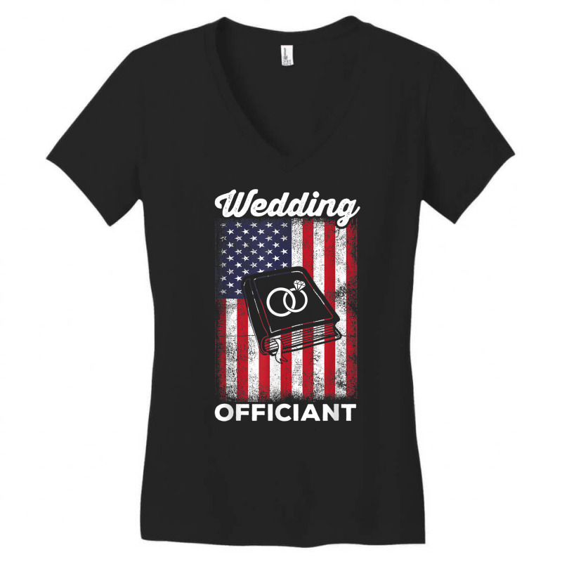 Us Flag  Ordained Minister  Pastor  Wedding Officiant T Shirt Women's V-Neck T-Shirt by hin | Artistshot