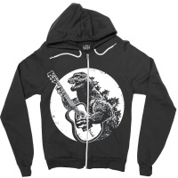 Dinosaur Playing Guitar Cool Zipper Hoodie | Artistshot