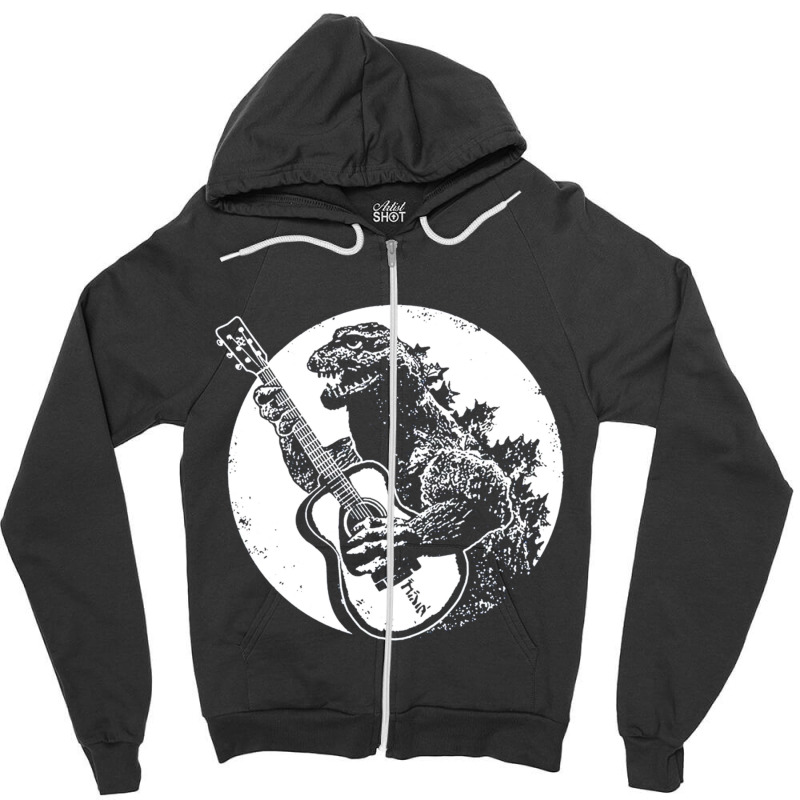 Dinosaur Playing Guitar Cool Zipper Hoodie | Artistshot